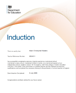 DfE Induction Certificate - Adam Masters
