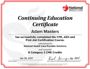 CPR, AED and First Aid Certification Course.